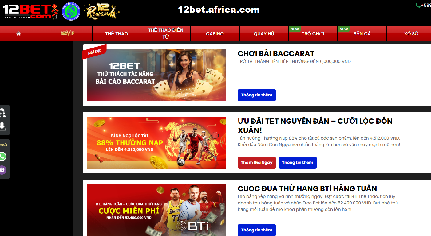 Chương trình khuyến mãi 12bet hấp dẫn